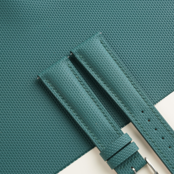 Padded Aqua Green Sailcloth Rubber Watch Strap