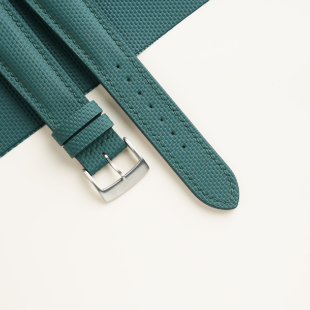 Padded Aqua Green Sailcloth Rubber Watch Strap