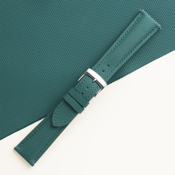 Padded Aqua Green Sailcloth Rubber Watch Strap