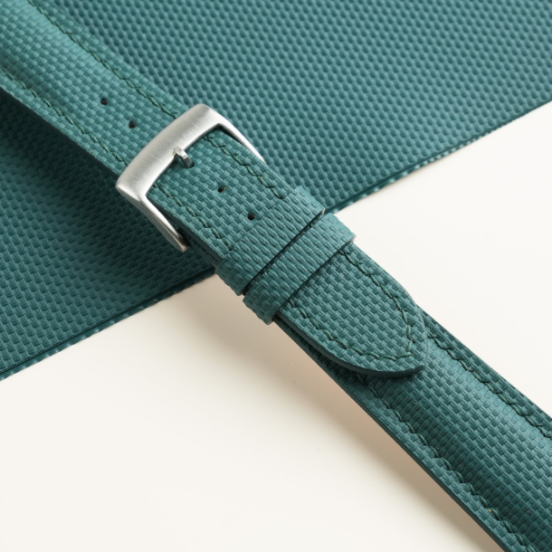 Padded Aqua Green Sailcloth Rubber Watch Strap