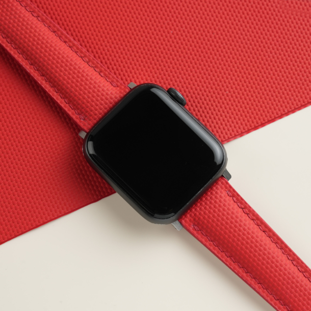 Padded Red Sailcloth Rubber Apple Watch Band