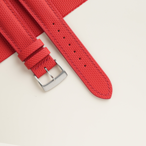 Padded Red Sailcloth Rubber Watch Strap