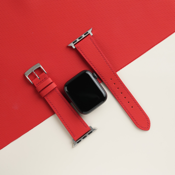 Red Sailcloth Rubber Apple Watch Band