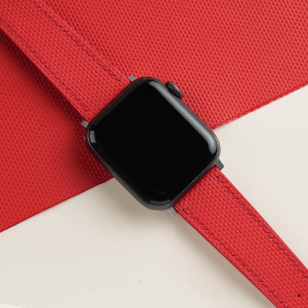 Red Sailcloth Rubber Apple Watch Band