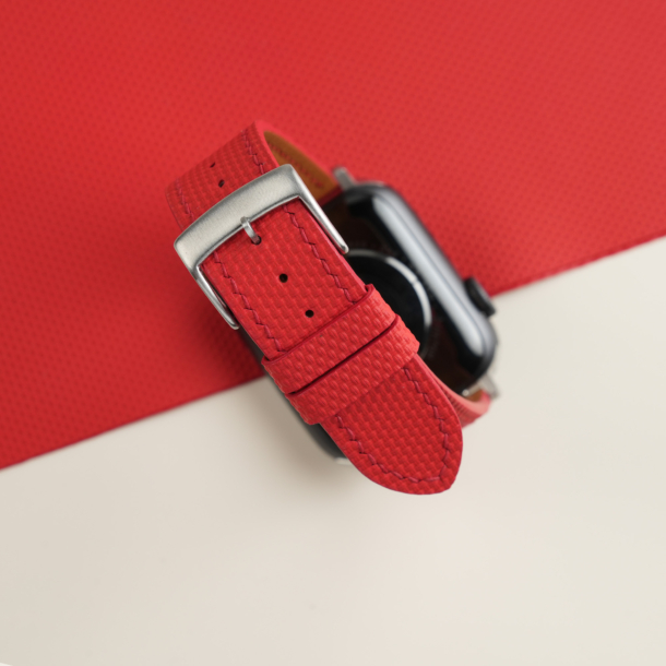 Red Sailcloth Rubber Apple Watch Band