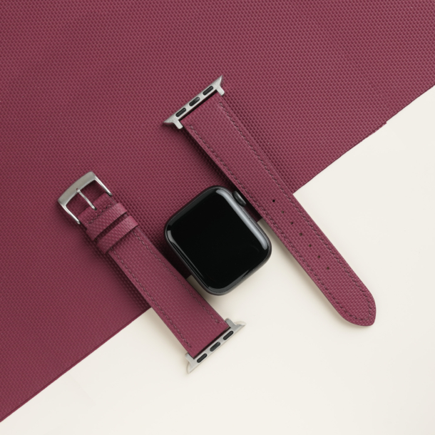Burgundy Sailcloth Rubber Apple Watch Band 2 Burgundy Sailcloth Rubber Apple Watch Band