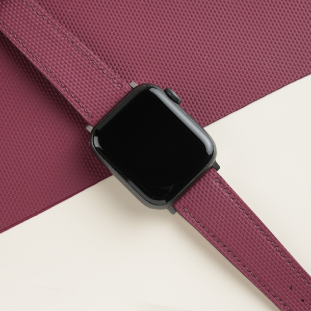Burgundy Sailcloth Rubber Apple Watch Band 3 Burgundy Sailcloth Rubber Apple Watch Band
