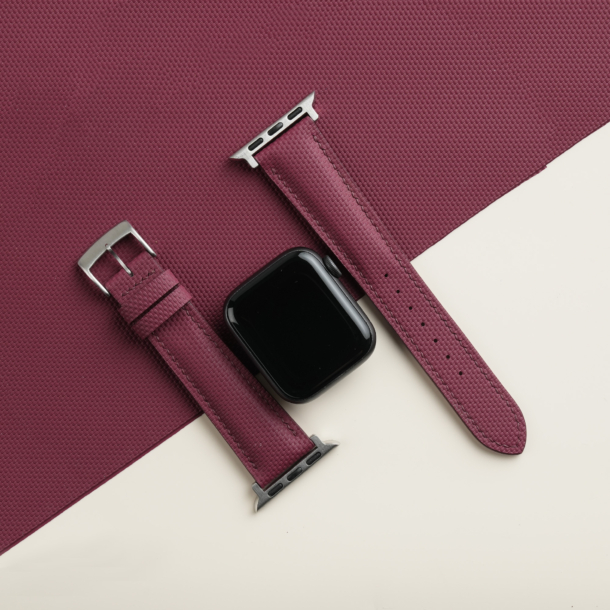 Padded Burgundy Sailcloth Rubber Apple Watch Band