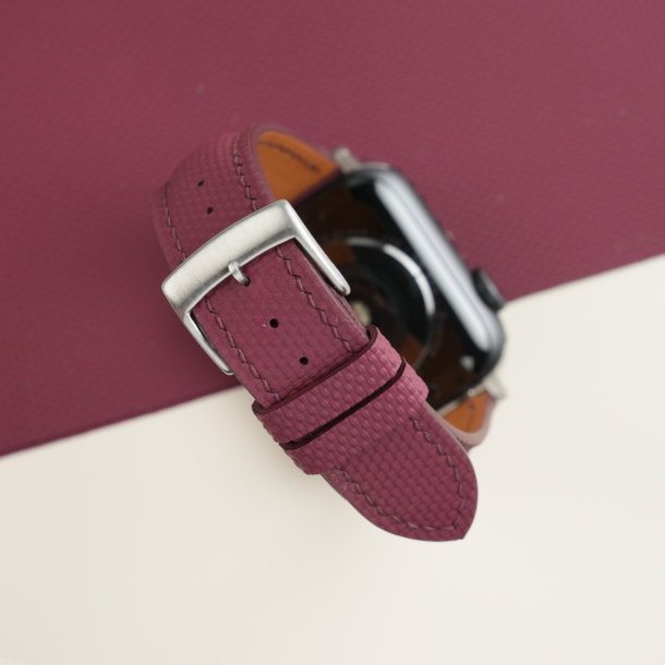 Padded Burgundy Sailcloth Rubber Apple Watch Band