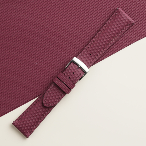 Padded Burgundy Sailcloth Rubber Watch Strap 4 Padded Burgundy Sailcloth Rubber Watch Strap