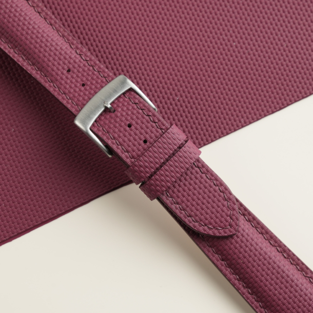 Padded Burgundy Sailcloth Rubber Watch Strap 5 Padded Burgundy Sailcloth Rubber Watch Strap