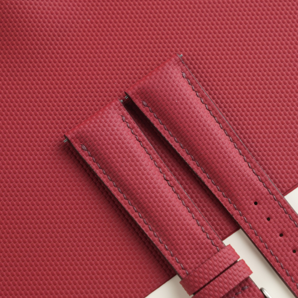 Padded Bordeaux Sailcloth Rubber Watch Strap