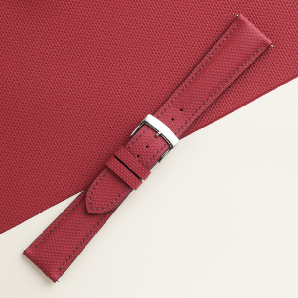 Padded Bordeaux Sailcloth Rubber Watch Strap