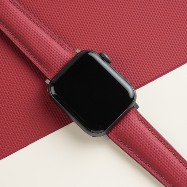 Padded Bordeaux Sailcloth Rubber Apple Watch Band