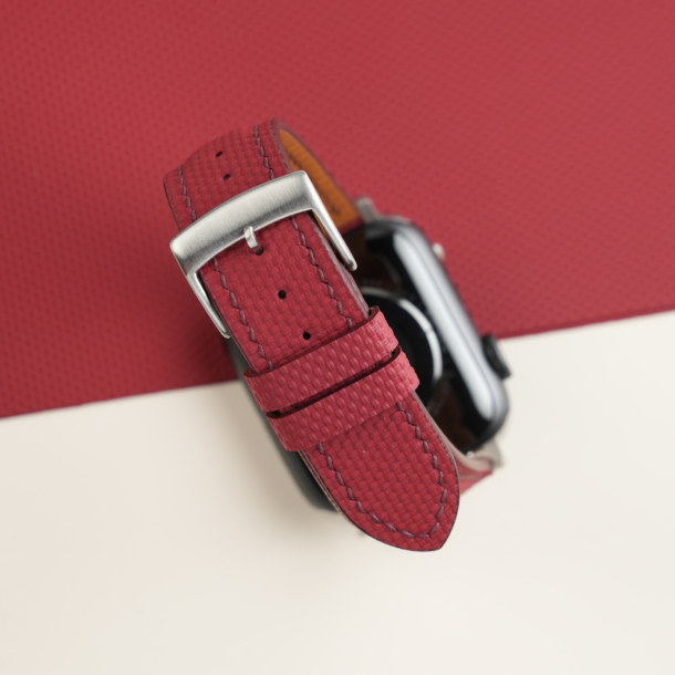Padded Bordeaux Sailcloth Rubber Apple Watch Band