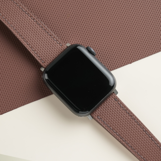 Dark Brown Sailcloth Rubber Apple Watch Band