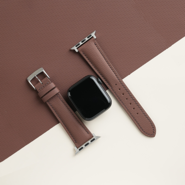 Padded Dark Brown Sailcloth Rubber Apple Watch Band