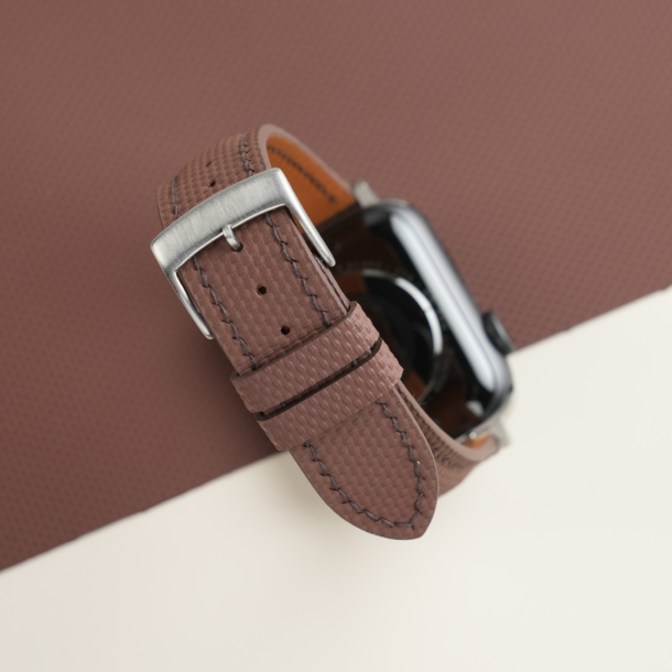 Padded Dark Brown Sailcloth Rubber Apple Watch Band