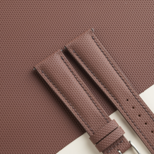 Padded Dark Brown Sailcloth Rubber Watch Strap