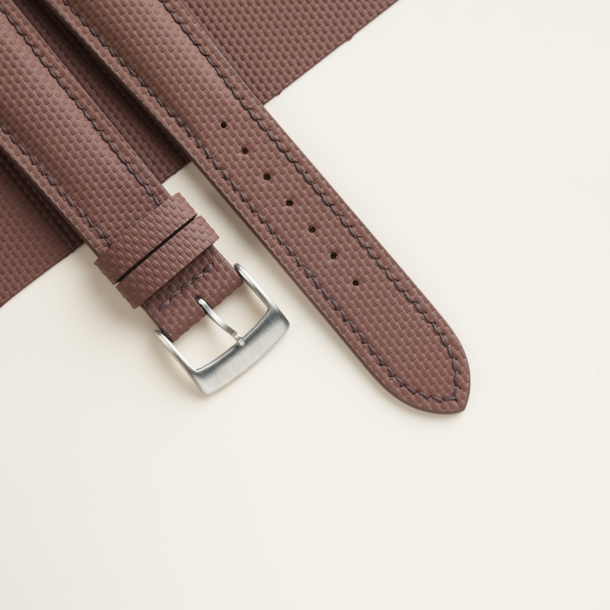 Padded Dark Brown Sailcloth Rubber Watch Strap