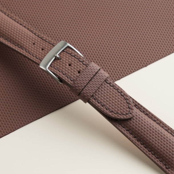 Padded Dark Brown Sailcloth Rubber Watch Strap
