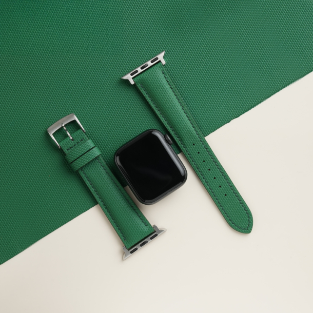 Padded Emerald Green Sailcloth Rubber Apple Watch Band