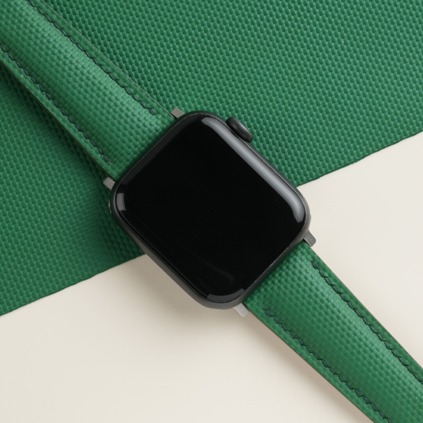 Padded Emerald Green Sailcloth Rubber Apple Watch Band
