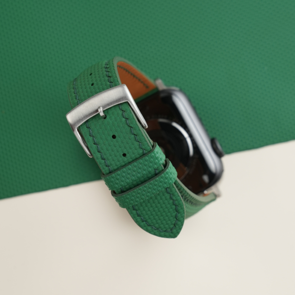 Padded Emerald Green Sailcloth Rubber Apple Watch Band