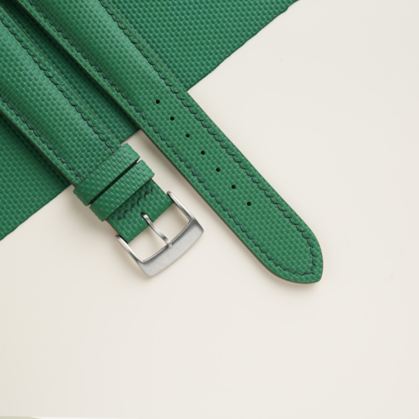 Padded Emerald Green Sailcloth Rubber Watch Strap