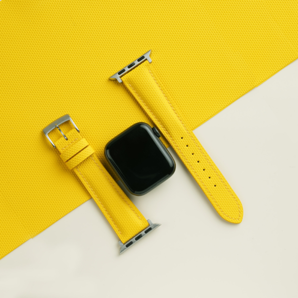 Padded Yellow Sailcloth Rubber Apple Watch Band
