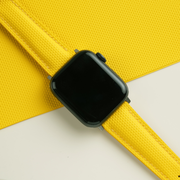 Padded Yellow Sailcloth Rubber Apple Watch Band