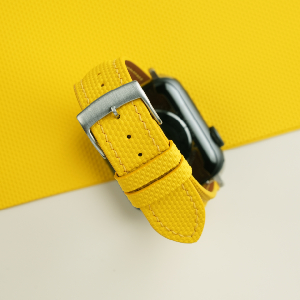 Padded Yellow Sailcloth Rubber Apple Watch Band