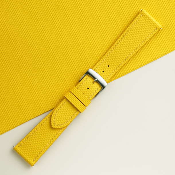 Yellow Sailcloth Rubber Watch Strap