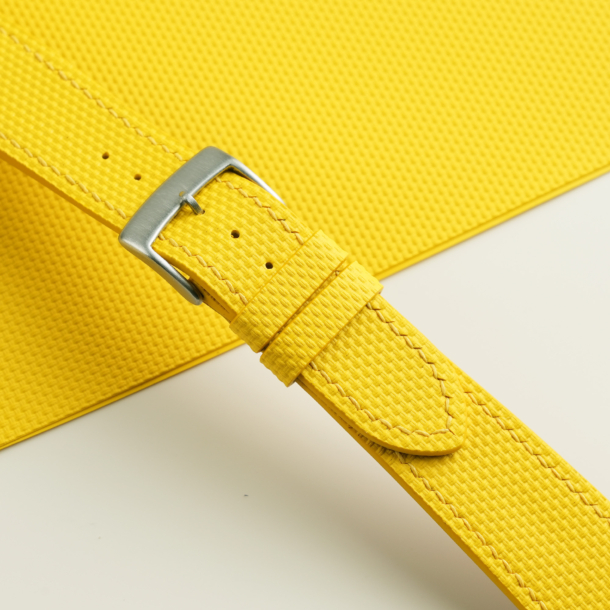 Yellow Sailcloth Rubber Watch Strap