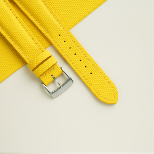 Padded Yellow Sailcloth Rubber Watch Strap