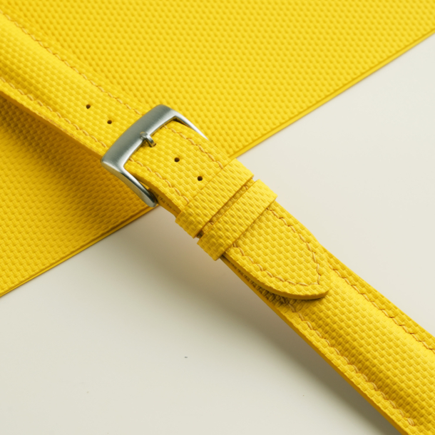 Padded Yellow Sailcloth Rubber Watch Strap