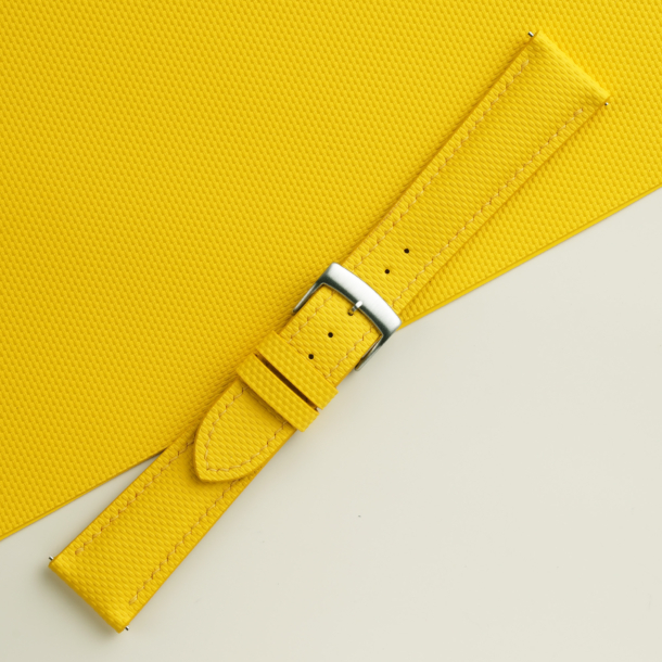 Padded Yellow Sailcloth Rubber Watch Strap