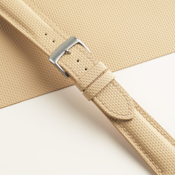 Padded Beige Sailcloth Rubber Watch Strap