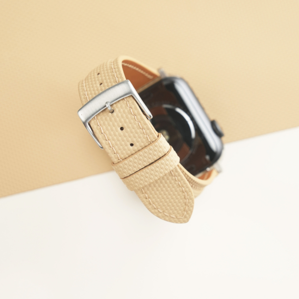 Beige Sailcloth Rubber Apple Watch Band