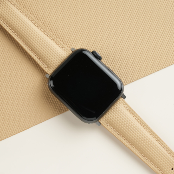 Padded Beige Sailcloth Rubber Apple Watch Band