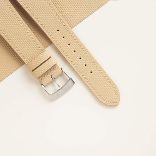 Beige Sailcloth Rubber Watch Strap