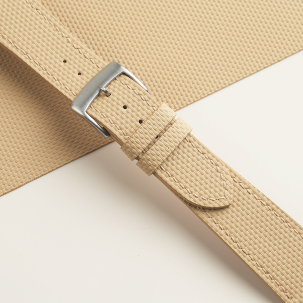 Beige Sailcloth Rubber Watch Strap