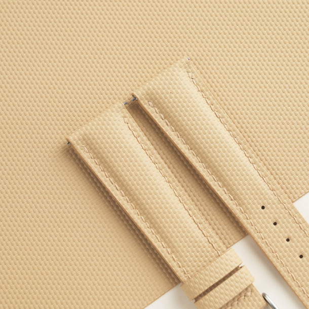 Padded Beige Sailcloth Rubber Watch Strap