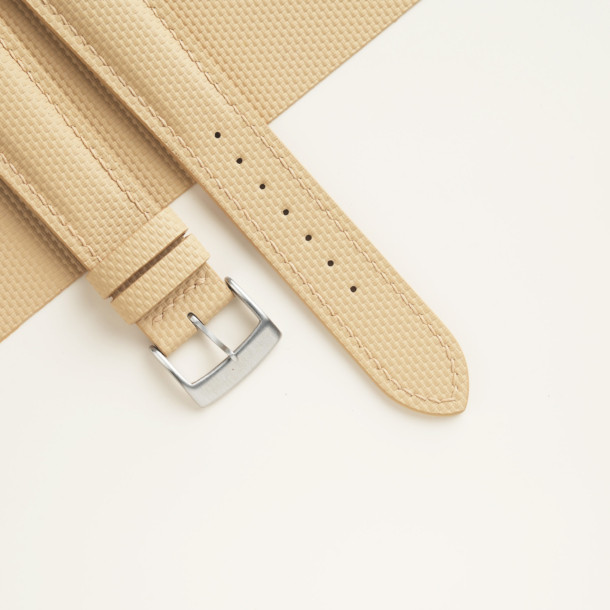 Padded Beige Sailcloth Rubber Watch Strap