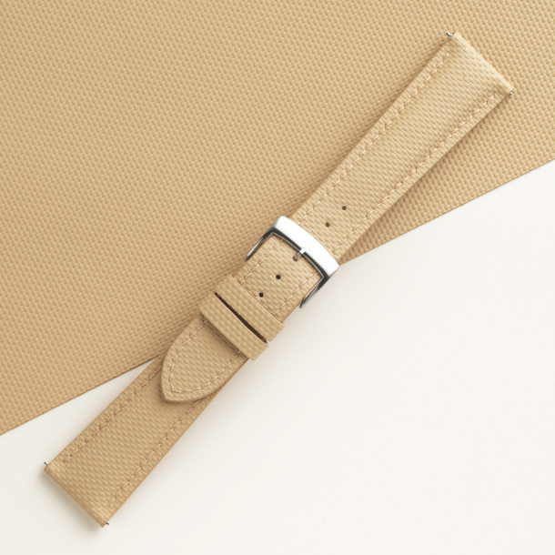 Padded Beige Sailcloth Rubber Watch Strap - Image 5