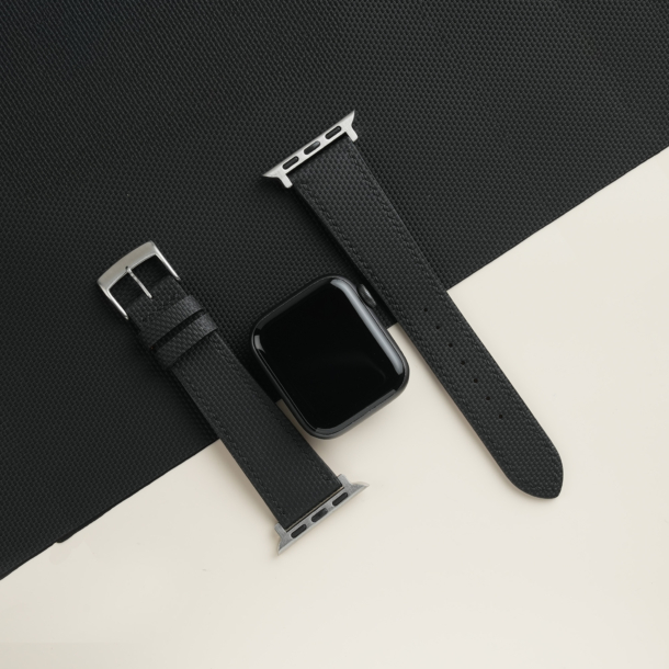 Black Sailcloth Rubber Apple Watch Band