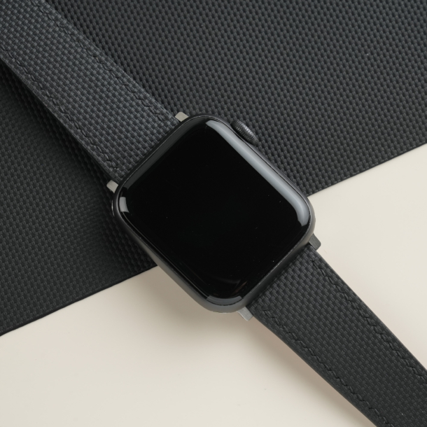 Black Sailcloth Rubber Apple Watch Band