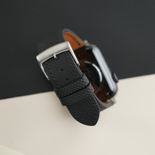 Black Sailcloth Rubber Apple Watch Band