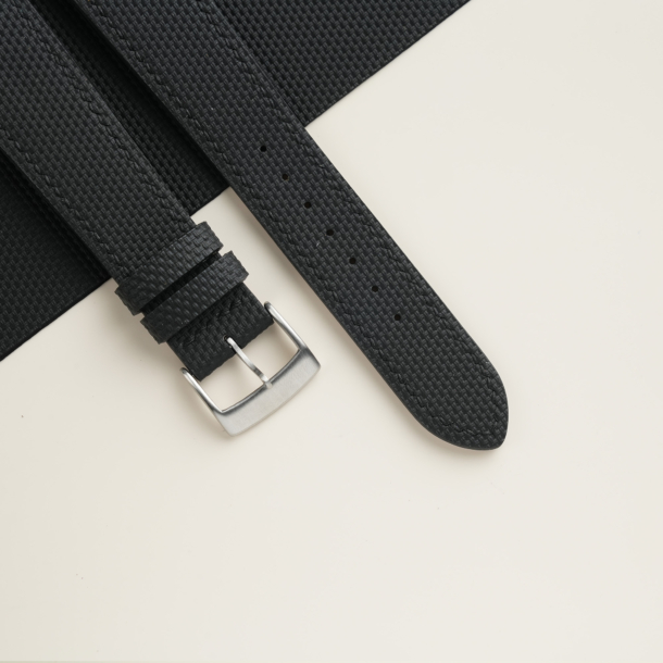 Black Sailcloth Rubber Watch Strap