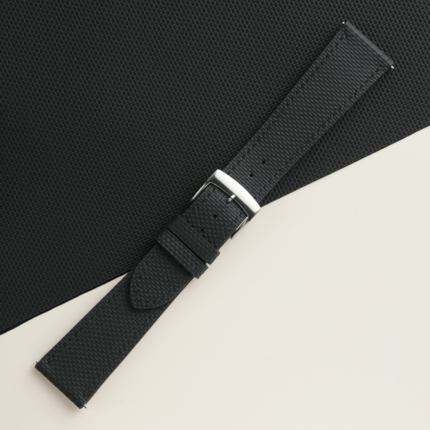 Black Sailcloth Rubber Watch Strap